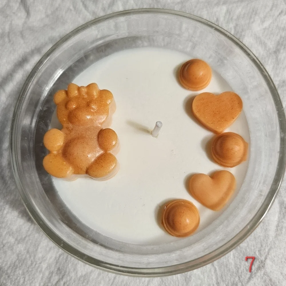 6 Personalized Orange Bear Scented Baby Shower Birthday Candle Favors Giveaways